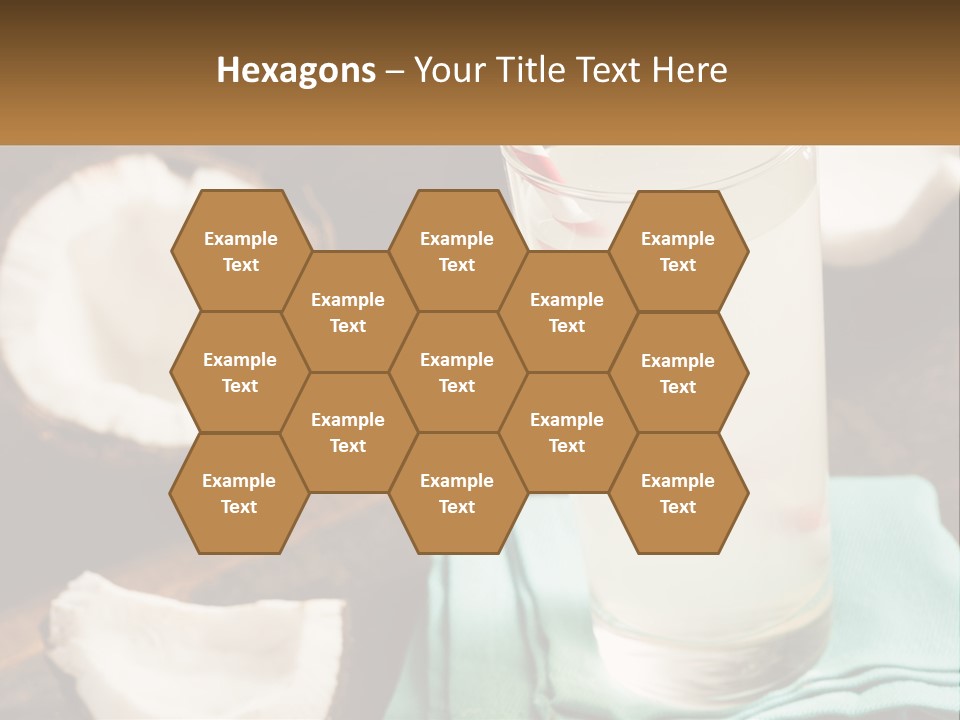 A Glass Of Water Next To Some Coconuts On A Table PowerPoint Template