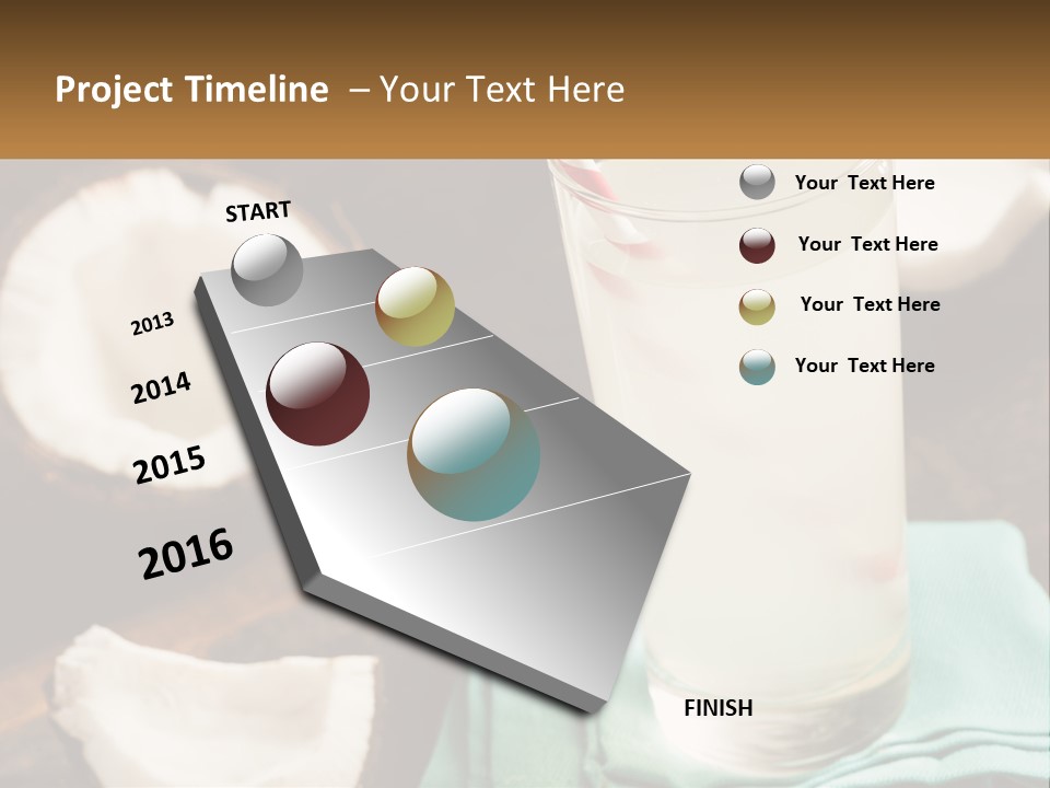 A Glass Of Water Next To Some Coconuts On A Table PowerPoint Template