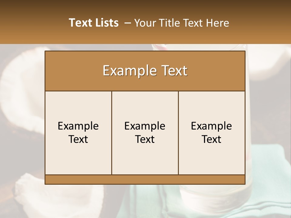 A Glass Of Water Next To Some Coconuts On A Table PowerPoint Template