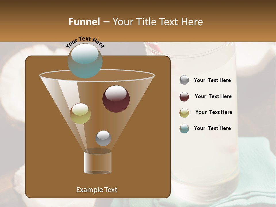 A Glass Of Water Next To Some Coconuts On A Table PowerPoint Template