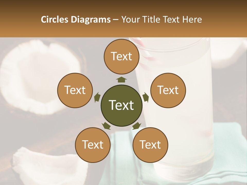 A Glass Of Water Next To Some Coconuts On A Table PowerPoint Template