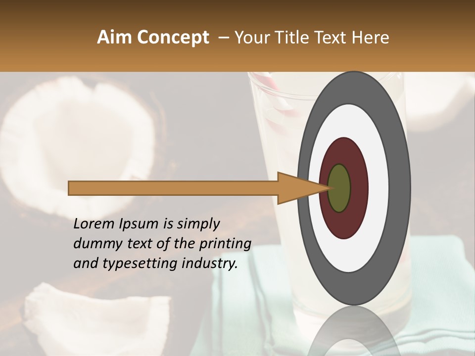 A Glass Of Water Next To Some Coconuts On A Table PowerPoint Template