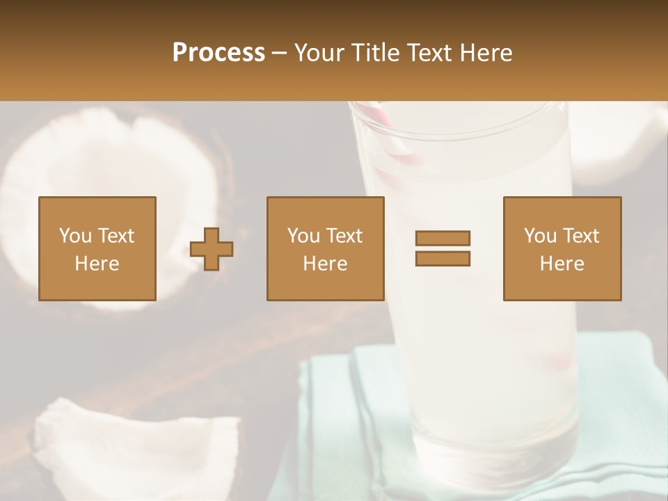 A Glass Of Water Next To Some Coconuts On A Table PowerPoint Template