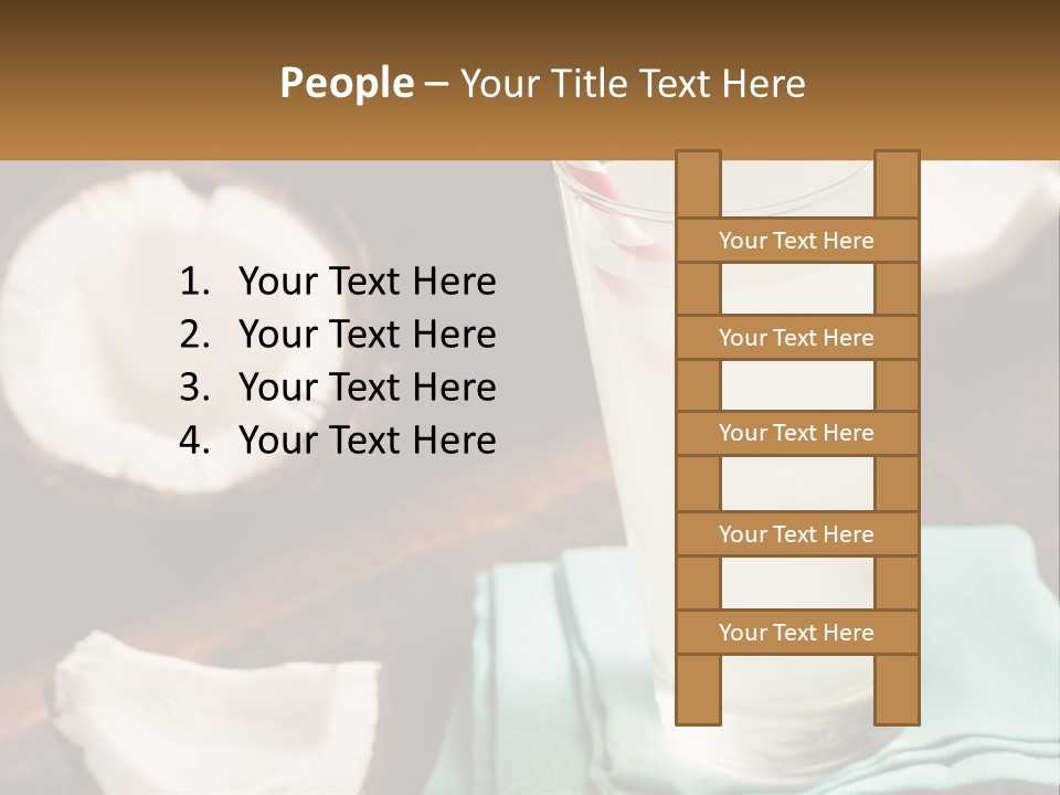 A Glass Of Water Next To Some Coconuts On A Table PowerPoint Template