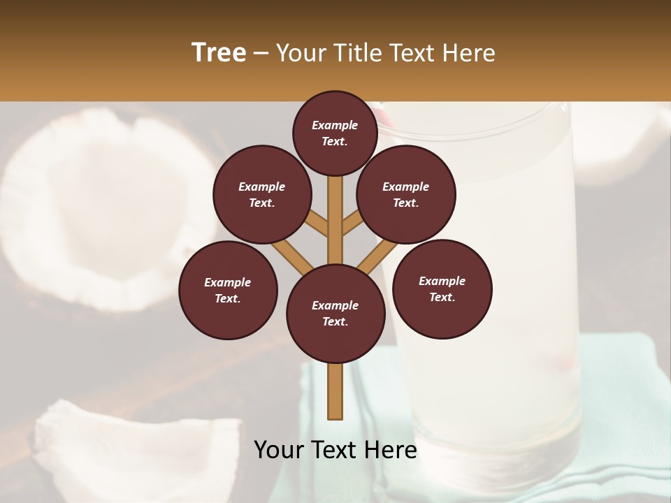 A Glass Of Water Next To Some Coconuts On A Table PowerPoint Template