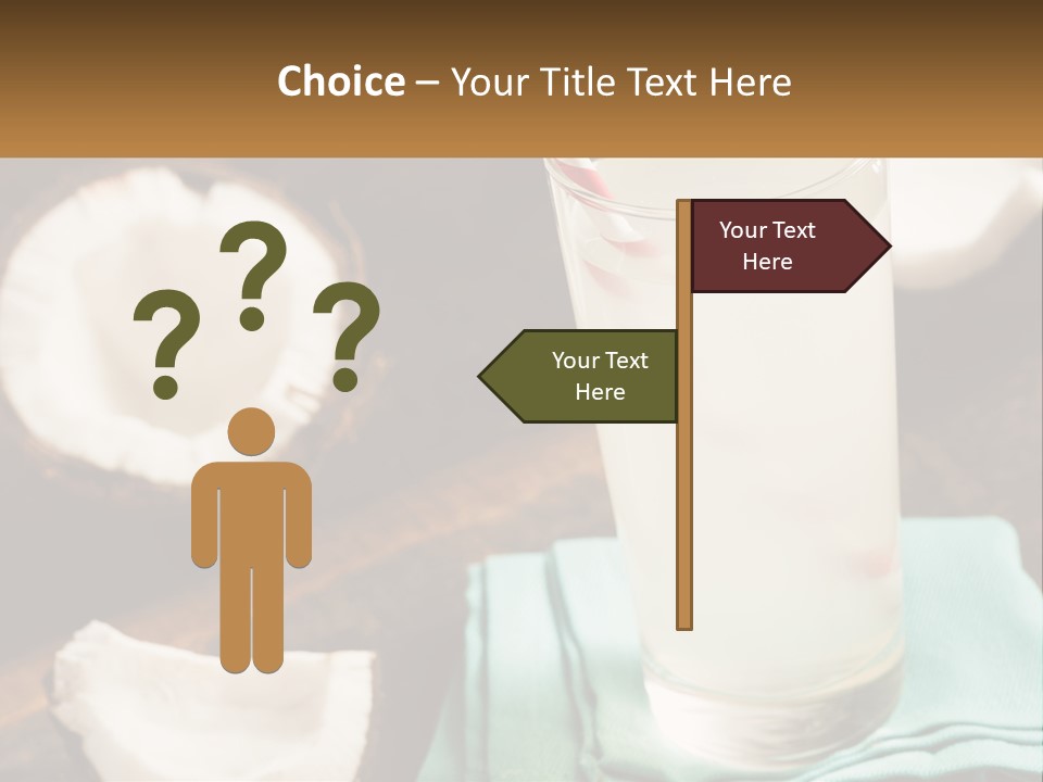 A Glass Of Water Next To Some Coconuts On A Table PowerPoint Template