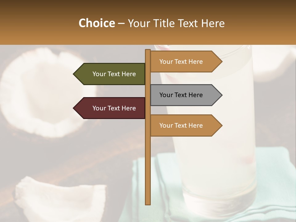 A Glass Of Water Next To Some Coconuts On A Table PowerPoint Template