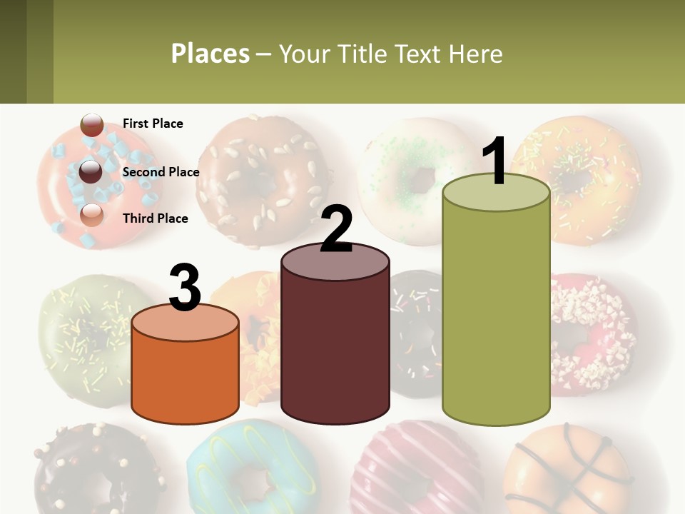 A Bunch Of Different Types Of Donuts On A White Surface PowerPoint Template