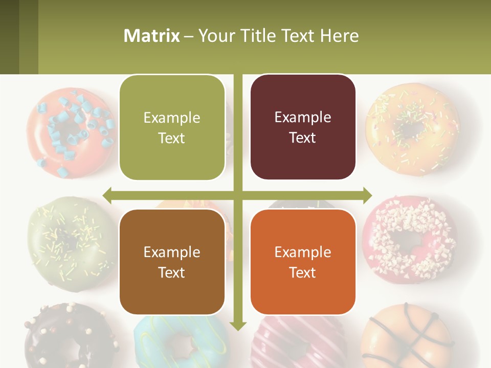 A Bunch Of Different Types Of Donuts On A White Surface PowerPoint Template
