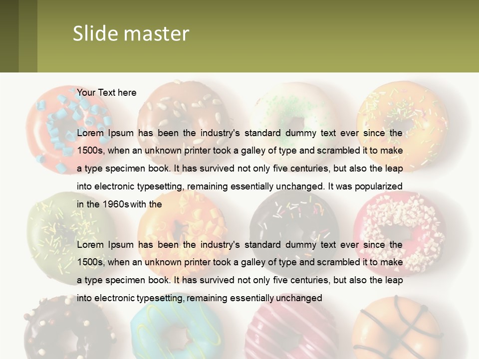 A Bunch Of Different Types Of Donuts On A White Surface PowerPoint Template