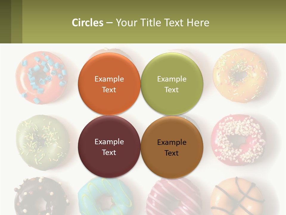 A Bunch Of Different Types Of Donuts On A White Surface PowerPoint Template