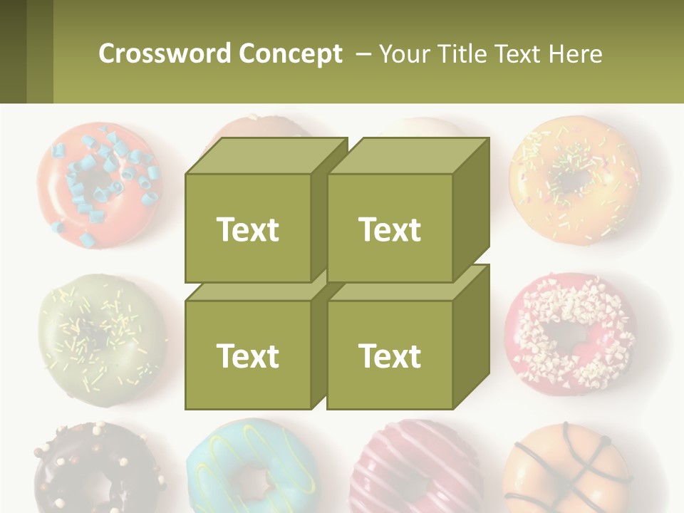 A Bunch Of Different Types Of Donuts On A White Surface PowerPoint Template