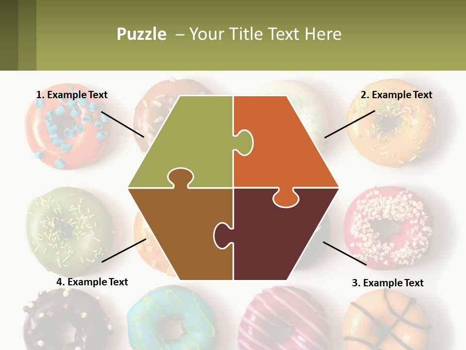 A Bunch Of Different Types Of Donuts On A White Surface PowerPoint Template