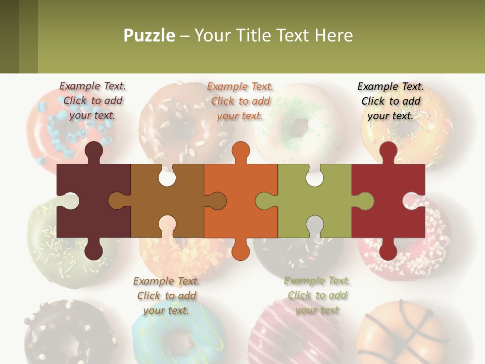 A Bunch Of Different Types Of Donuts On A White Surface PowerPoint Template