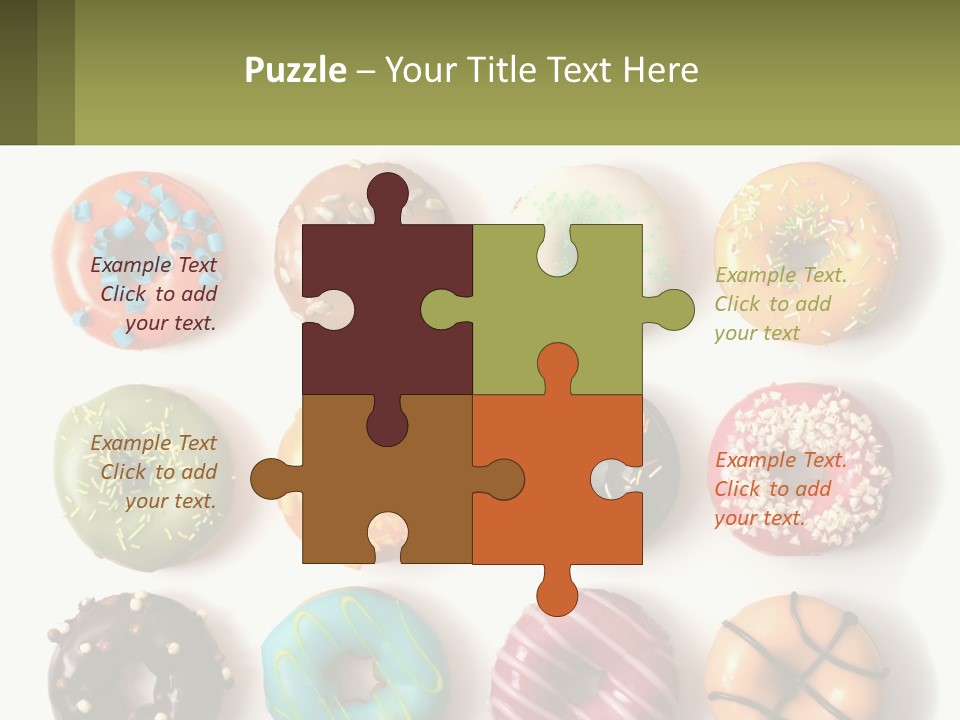 A Bunch Of Different Types Of Donuts On A White Surface PowerPoint Template