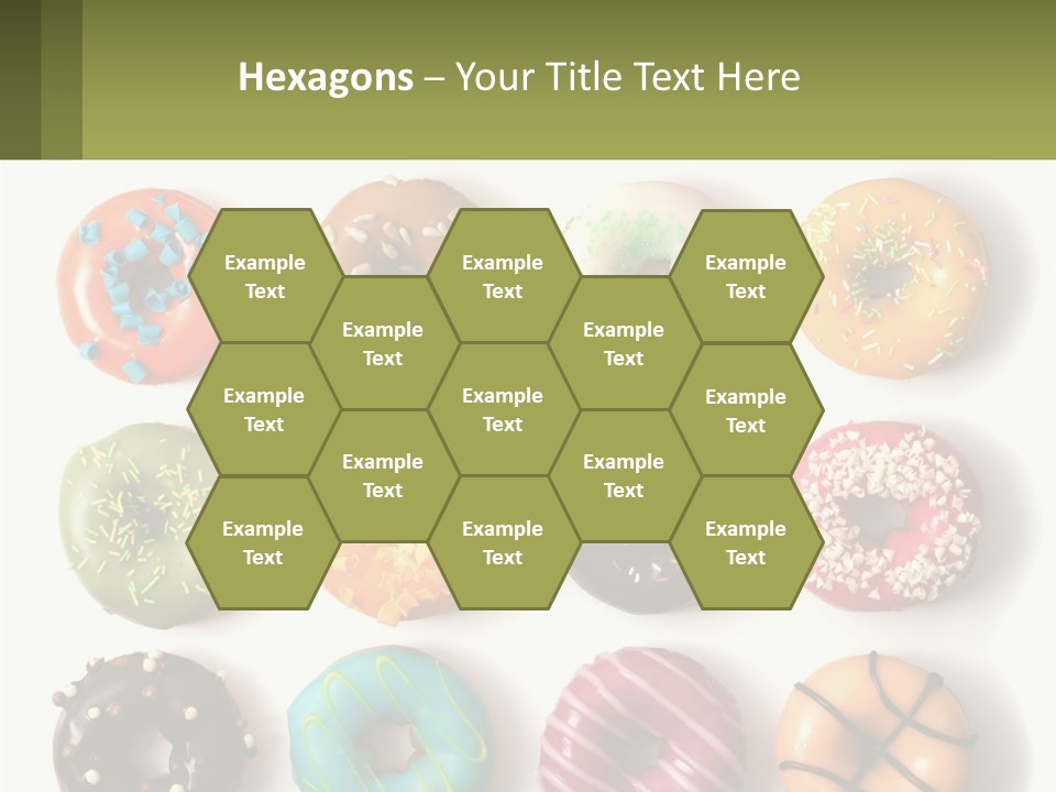 A Bunch Of Different Types Of Donuts On A White Surface PowerPoint Template