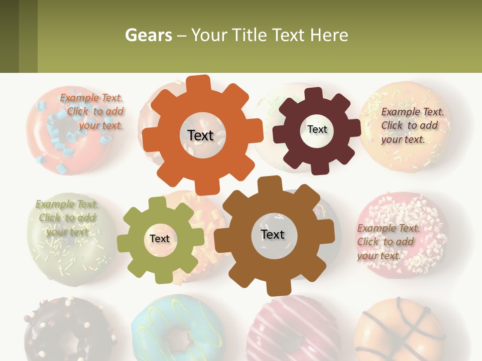 A Bunch Of Different Types Of Donuts On A White Surface PowerPoint Template