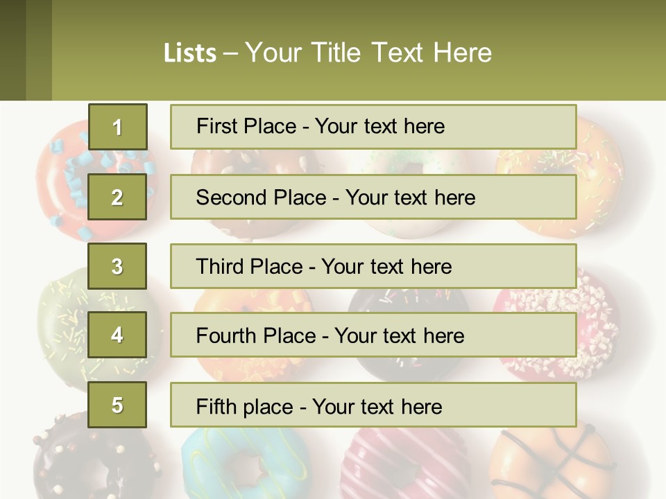 A Bunch Of Different Types Of Donuts On A White Surface PowerPoint Template