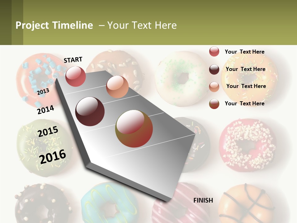 A Bunch Of Different Types Of Donuts On A White Surface PowerPoint Template