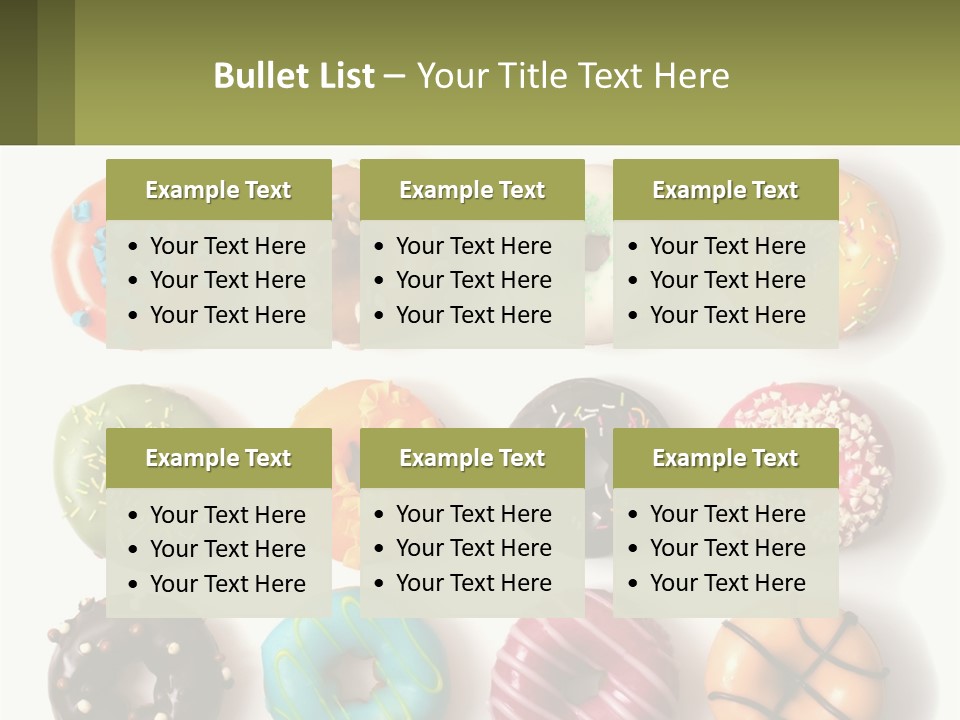 A Bunch Of Different Types Of Donuts On A White Surface PowerPoint Template