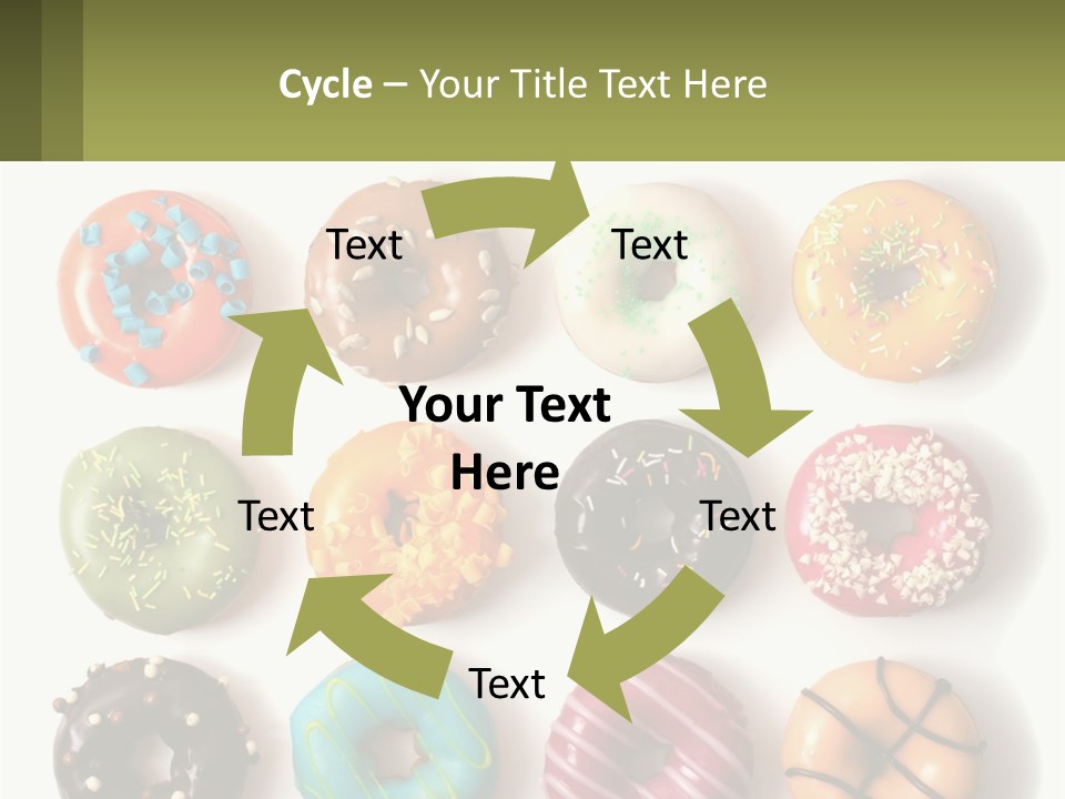 A Bunch Of Different Types Of Donuts On A White Surface PowerPoint Template