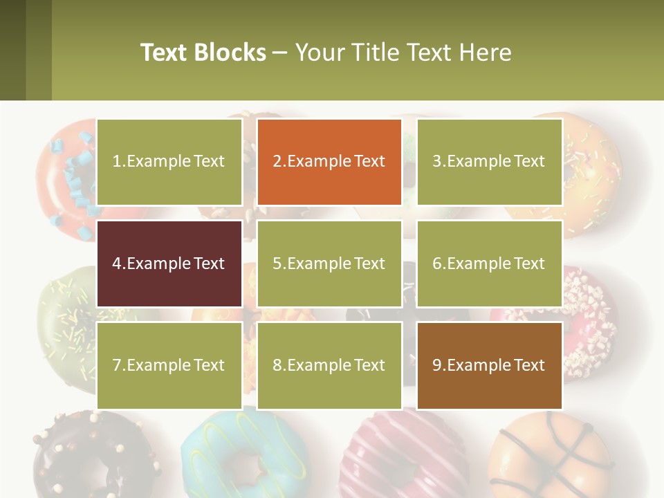 A Bunch Of Different Types Of Donuts On A White Surface PowerPoint Template