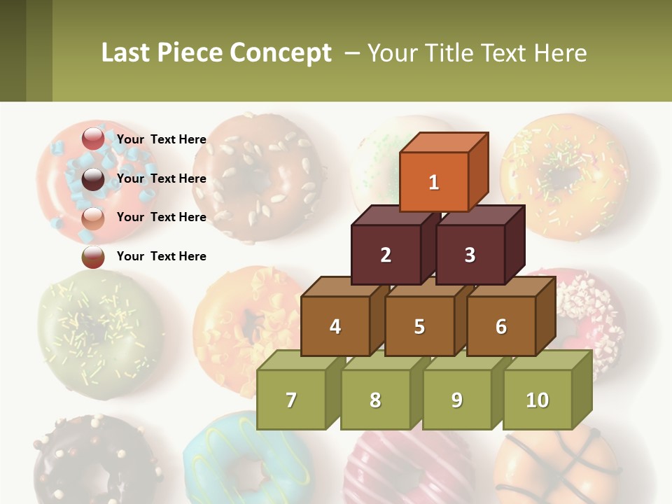 A Bunch Of Different Types Of Donuts On A White Surface PowerPoint Template