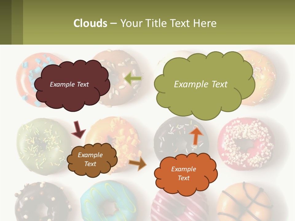 A Bunch Of Different Types Of Donuts On A White Surface PowerPoint Template