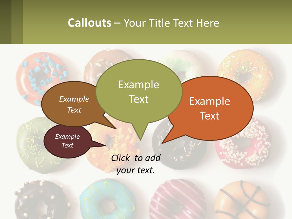 A Bunch Of Different Types Of Donuts On A White Surface PowerPoint Template