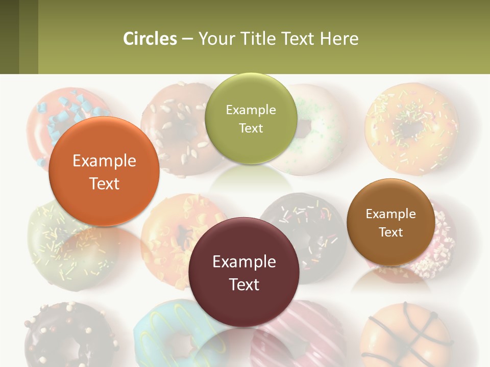 A Bunch Of Different Types Of Donuts On A White Surface PowerPoint Template