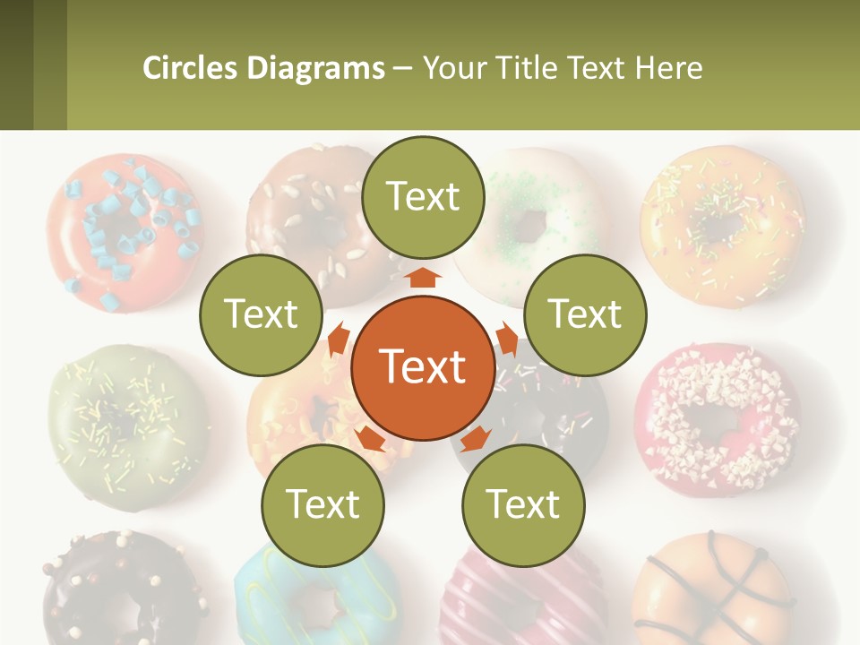 A Bunch Of Different Types Of Donuts On A White Surface PowerPoint Template