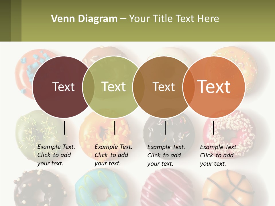 A Bunch Of Different Types Of Donuts On A White Surface PowerPoint Template