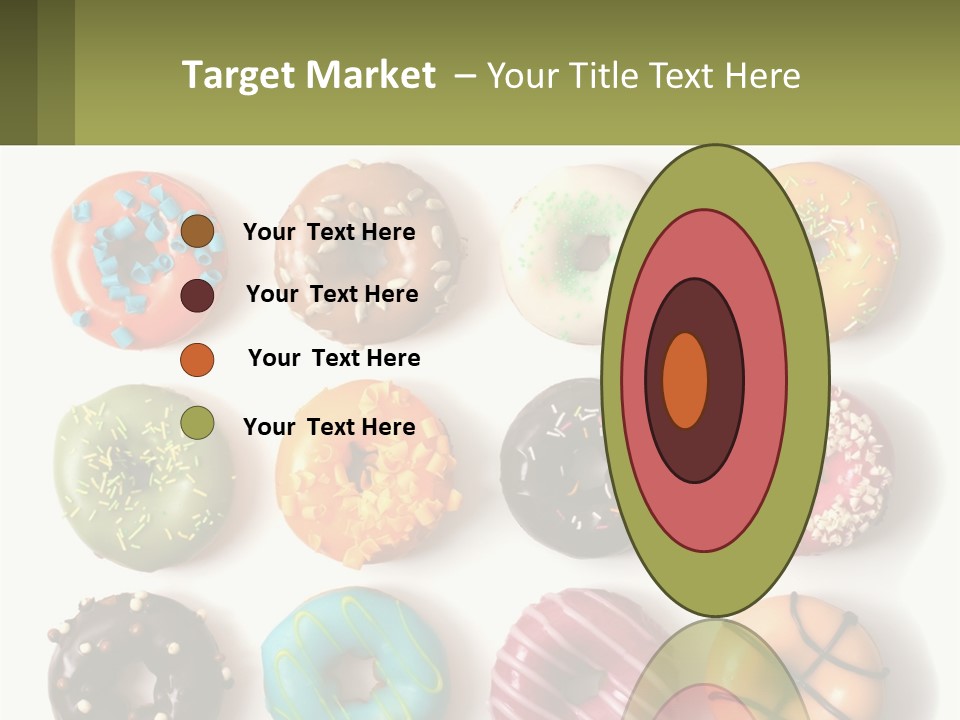 A Bunch Of Different Types Of Donuts On A White Surface PowerPoint Template