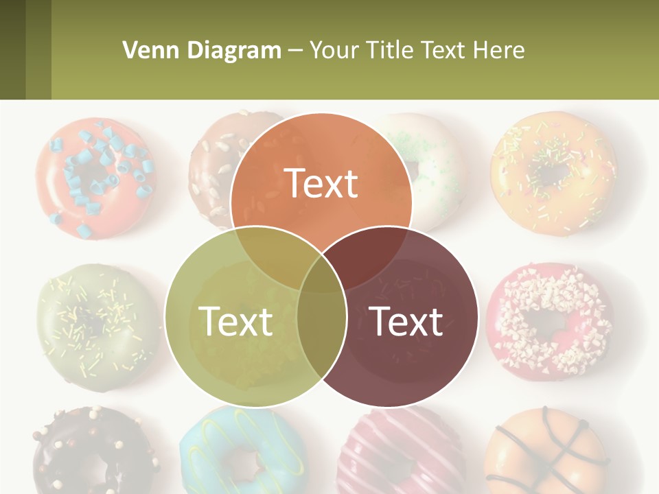 A Bunch Of Different Types Of Donuts On A White Surface PowerPoint Template