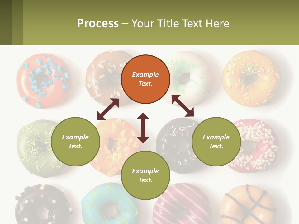 A Bunch Of Different Types Of Donuts On A White Surface PowerPoint Template
