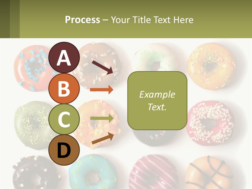 A Bunch Of Different Types Of Donuts On A White Surface PowerPoint Template