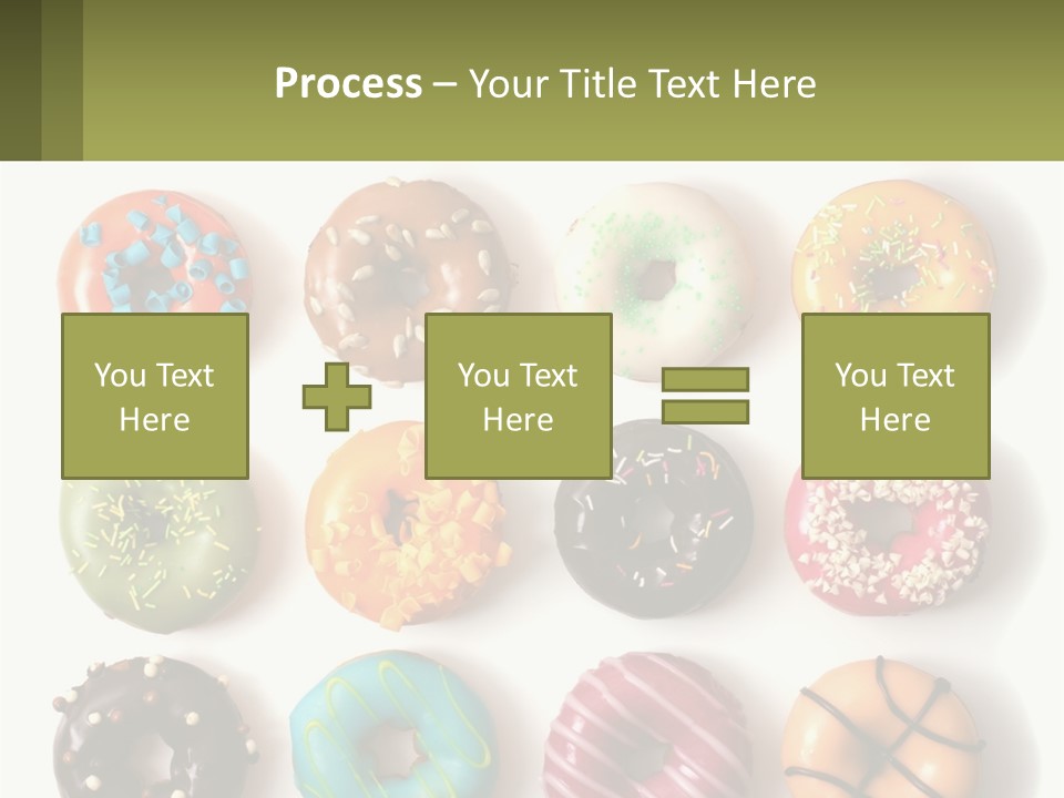 A Bunch Of Different Types Of Donuts On A White Surface PowerPoint Template