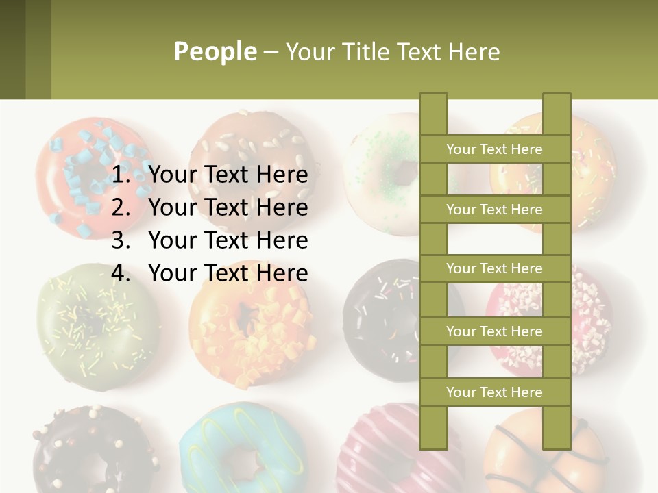 A Bunch Of Different Types Of Donuts On A White Surface PowerPoint Template