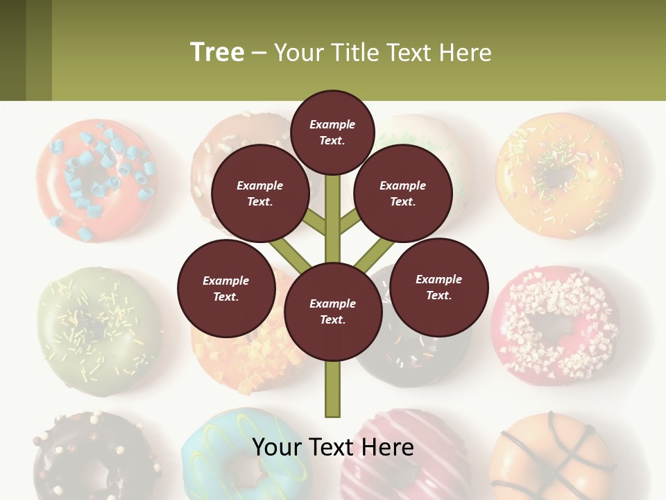 A Bunch Of Different Types Of Donuts On A White Surface PowerPoint Template