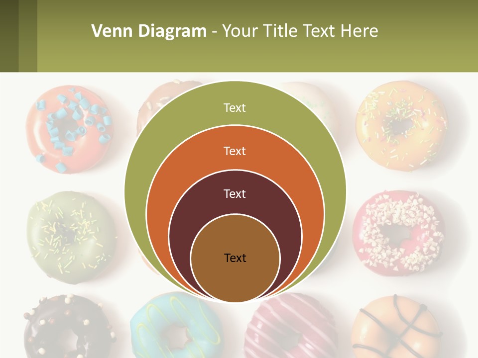 A Bunch Of Different Types Of Donuts On A White Surface PowerPoint Template