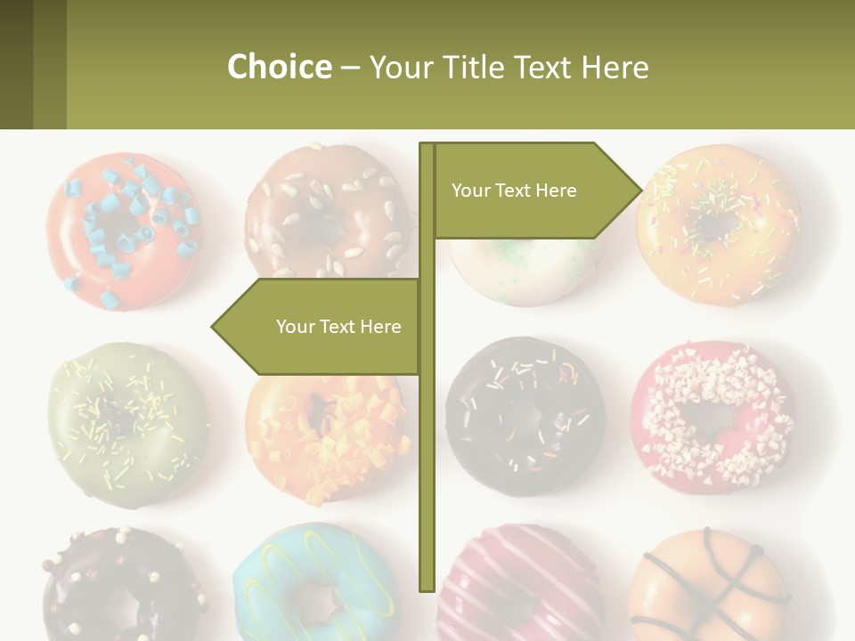 A Bunch Of Different Types Of Donuts On A White Surface PowerPoint Template