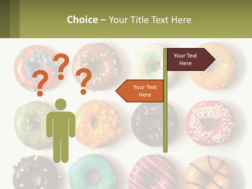 A Bunch Of Different Types Of Donuts On A White Surface PowerPoint Template