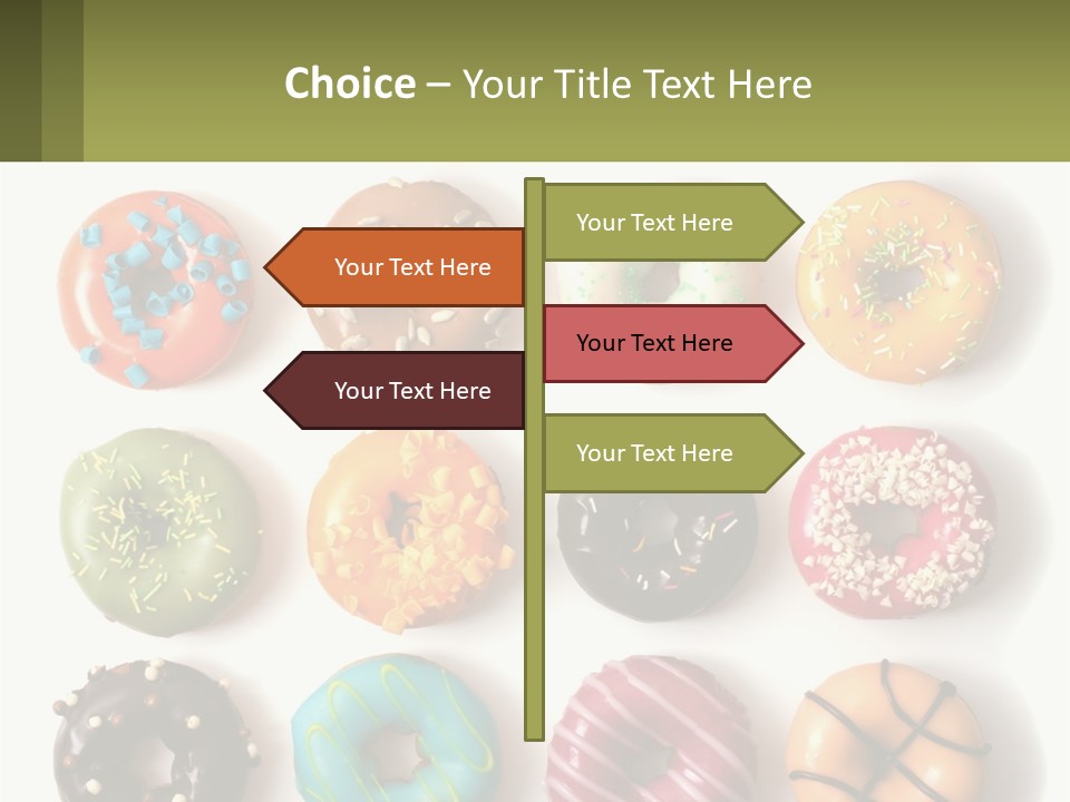 A Bunch Of Different Types Of Donuts On A White Surface PowerPoint Template