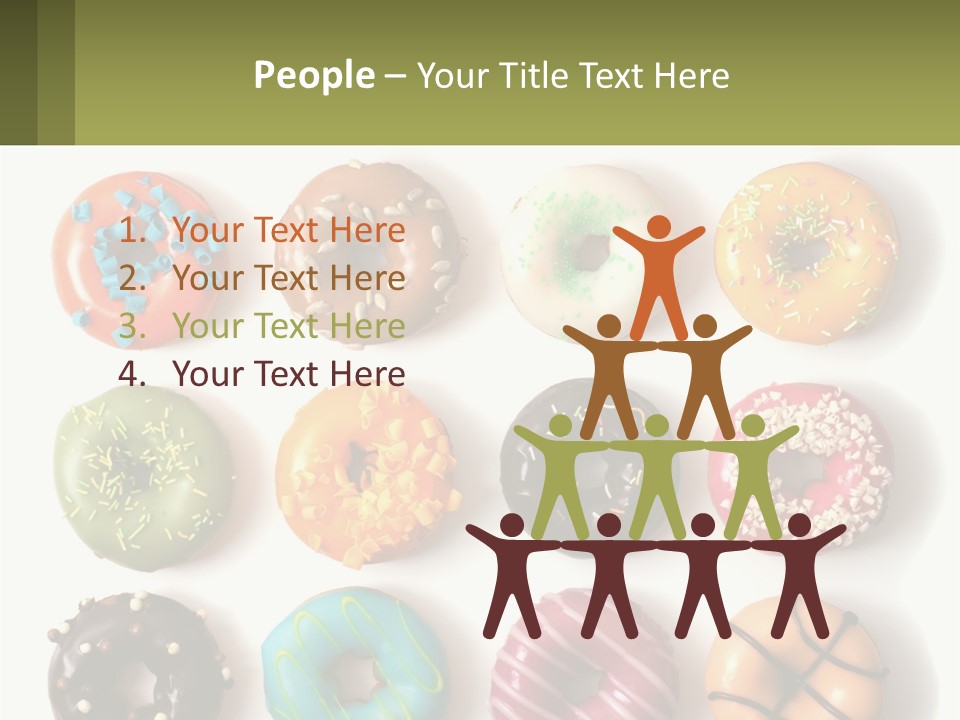 A Bunch Of Different Types Of Donuts On A White Surface PowerPoint Template