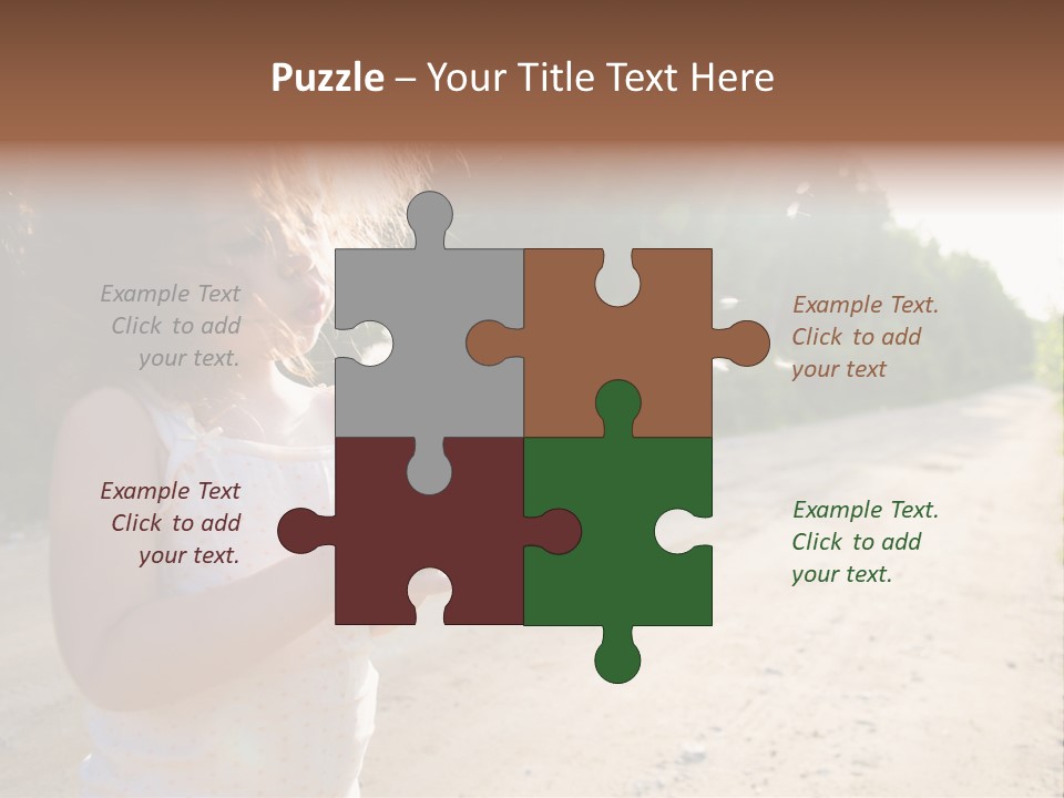 A Little Girl Blowing A Dandelion On A Dirt Road PowerPoint Template