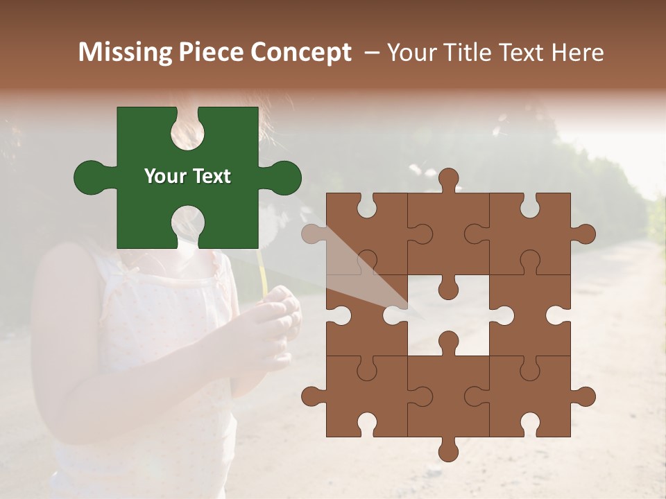A Little Girl Blowing A Dandelion On A Dirt Road PowerPoint Template
