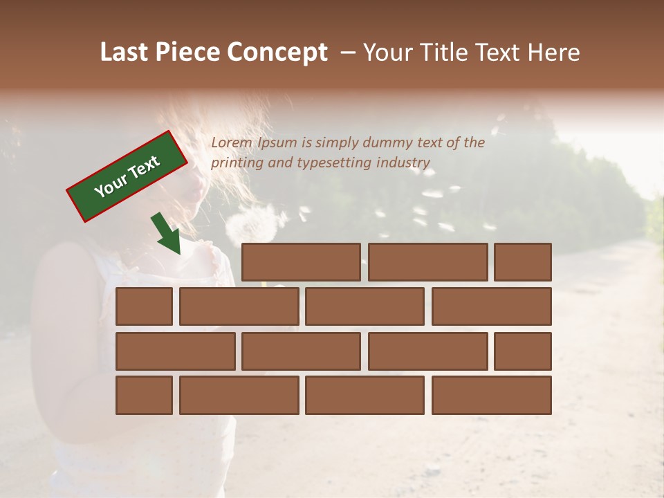 A Little Girl Blowing A Dandelion On A Dirt Road PowerPoint Template