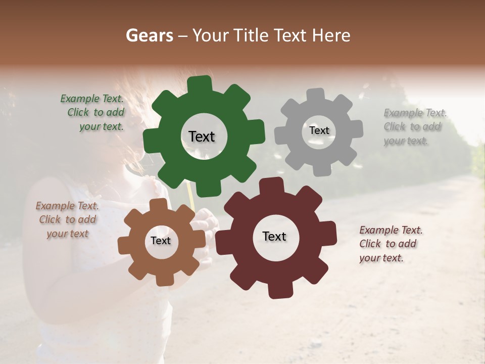A Little Girl Blowing A Dandelion On A Dirt Road PowerPoint Template