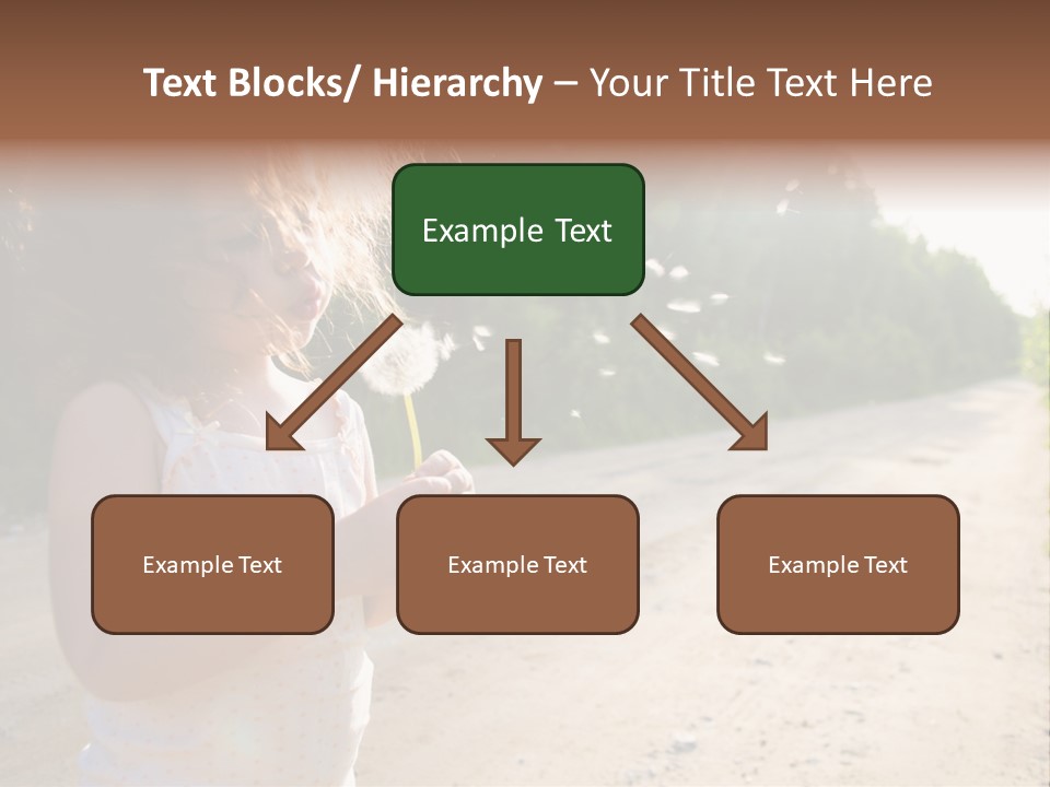 A Little Girl Blowing A Dandelion On A Dirt Road PowerPoint Template