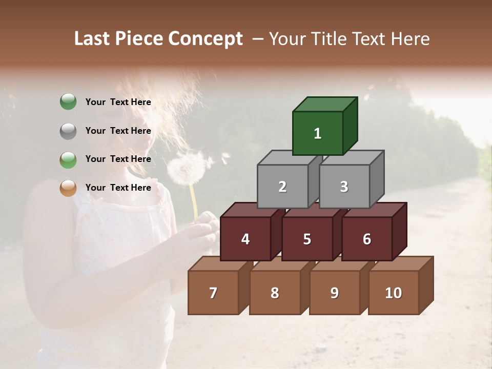 A Little Girl Blowing A Dandelion On A Dirt Road PowerPoint Template